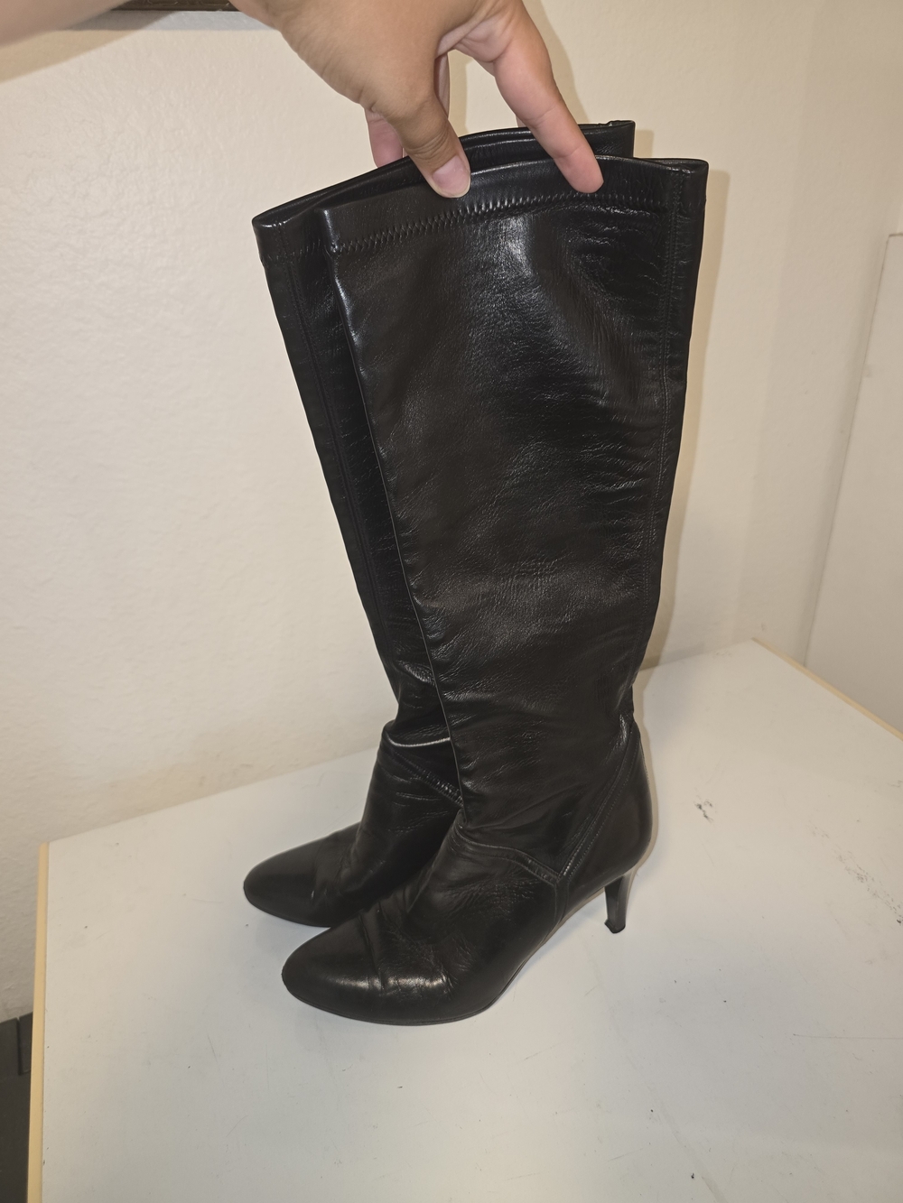 Cole Haan Black Knee-High Leather Heeled Boots